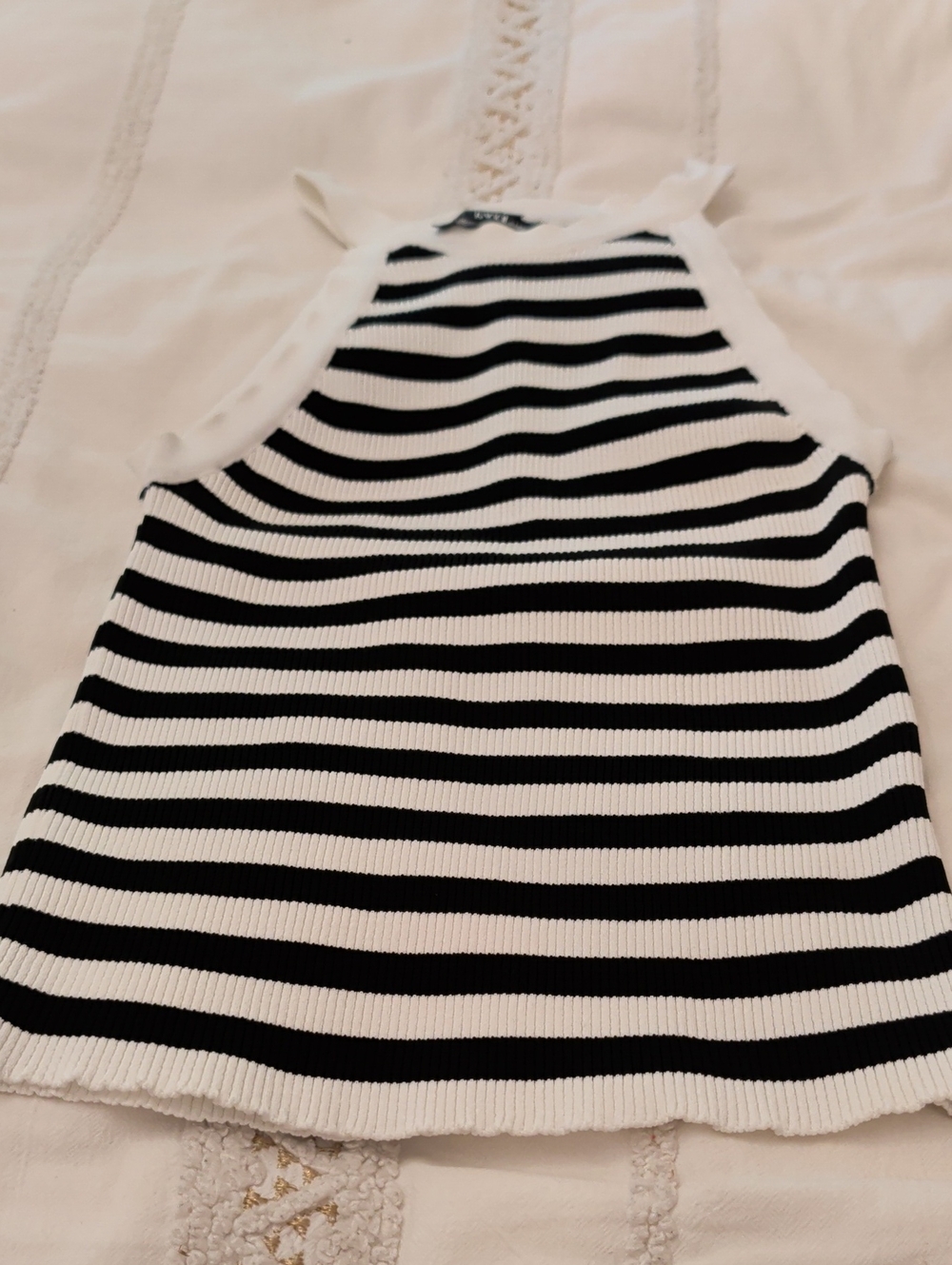Striped Black & White Ribbed Tank Top